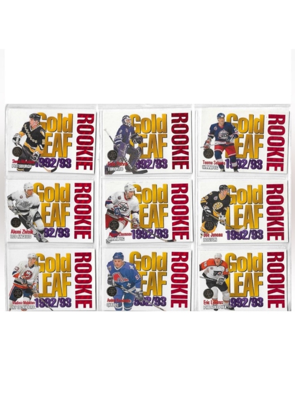 Eric Lindros 1992-93 Gold Leaf Rookie RC Insert Hockey Card Set